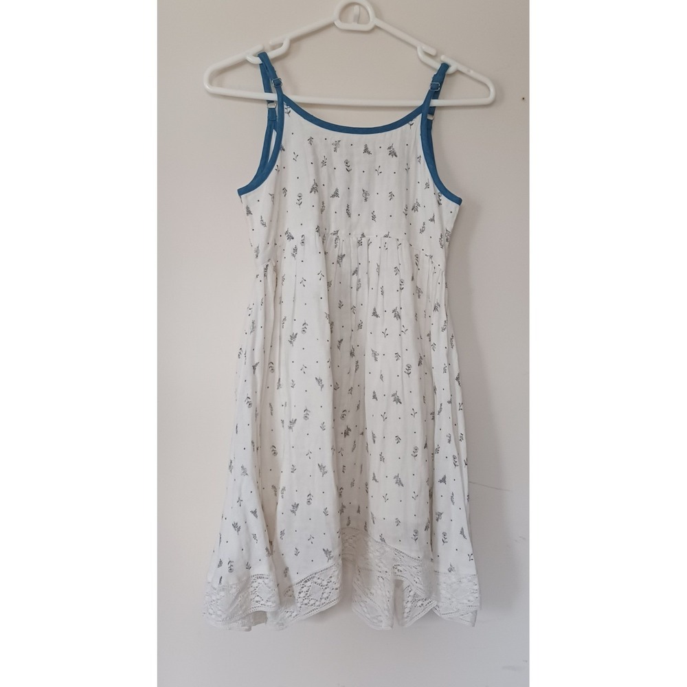 Mimi & Maggie Girls 10-12 L Sundress White Floral Lace Boho Fairycore Prairie